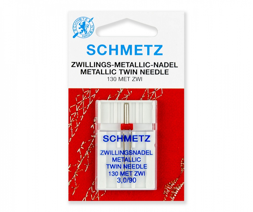 Иглы для металлизированных нитей Schmetz двойные № 90/3.0 1 шт.