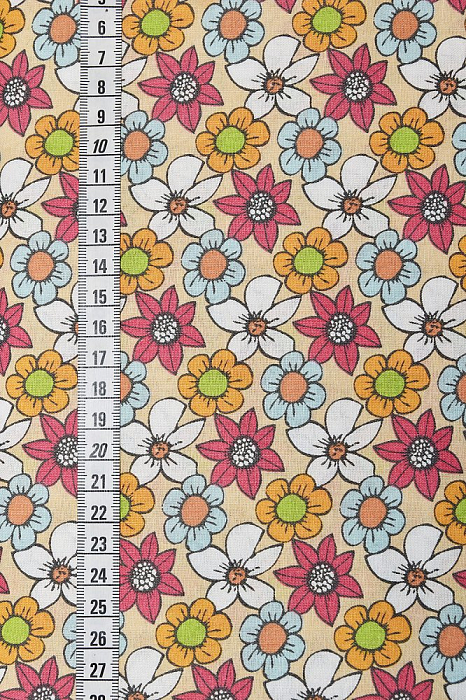 Ткань хлопок пэчворк разноцветные, цветы, ALFA (арт. AL-10788)