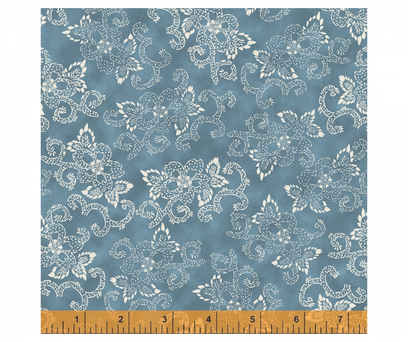 Ткань хлопок пэчворк голубой, цветы, Windham Fabrics (арт. 52567-3)