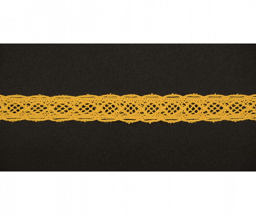 Кружево вязаное хлопковое Alfa AF-067-015 14 мм желтый