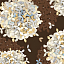 Ткань хлопок пэчворк коричневый, цветы, Benartex (арт. 101485)