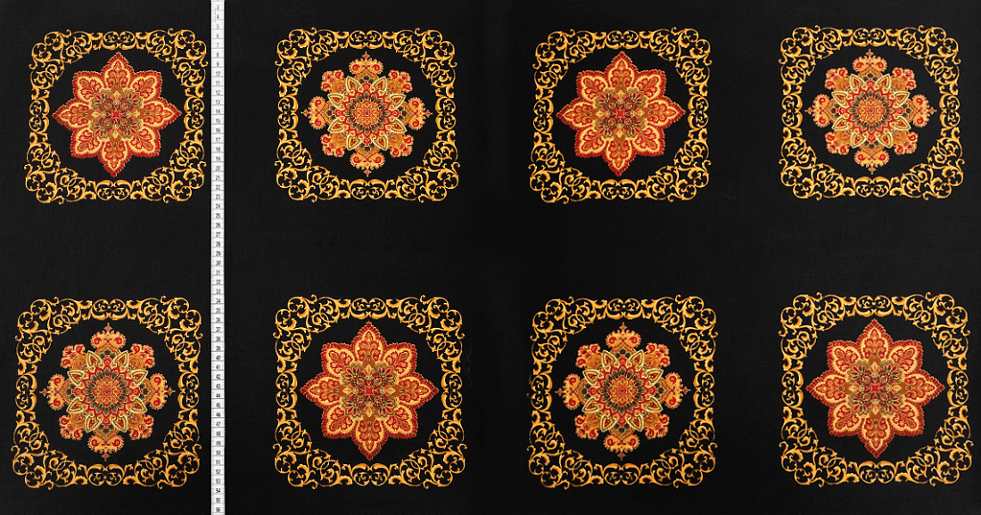 Ткань хлопок пэчворк коричневый, цветы завитки, Timeless Treasures (арт. Regal-CM6166 Black)