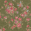 Ткань хлопок пэчворк зеленый розовый, цветы завитки розы, Lecien (арт. 231701)