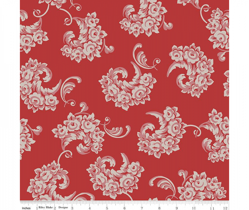 Ткань хлопок пэчворк красный, цветы пейсли флора, Riley Blake (арт. C10002-EMMA)