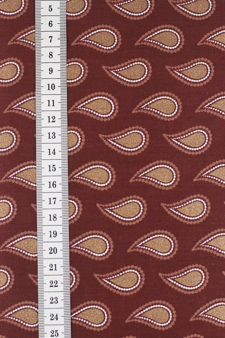 Ткань хлопок для пэчворка бордовый, пейсли, ALFA (арт. 225584)