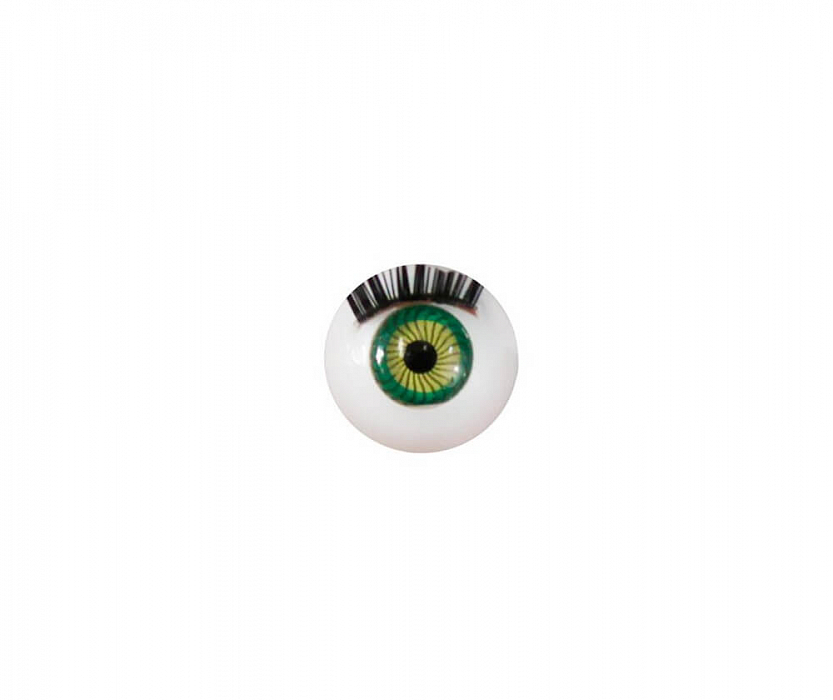Глазки с ресничками круглые, 12 мм, зеленые, 2шт.