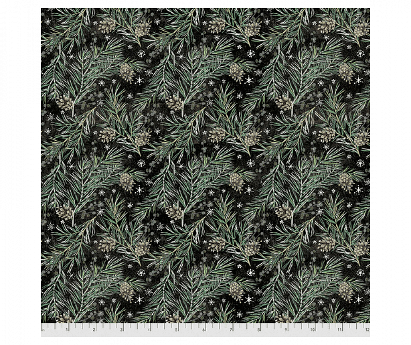 Ткань хлопок пэчворк черный, новый год, FreeSpirit (арт. PWTH169.BLACK)