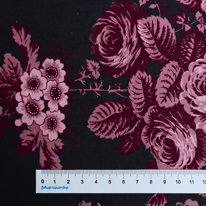 Ткань хлопок ткани на изнанку бордовый, цветы, Riley Blake (арт. WB10709-CHARCOAL)