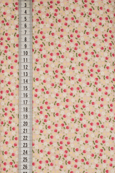 Ткань хлопок пэчворк розовый бежевый, мелкий цветочек, ALFA Z DIGITAL (арт. 224239)