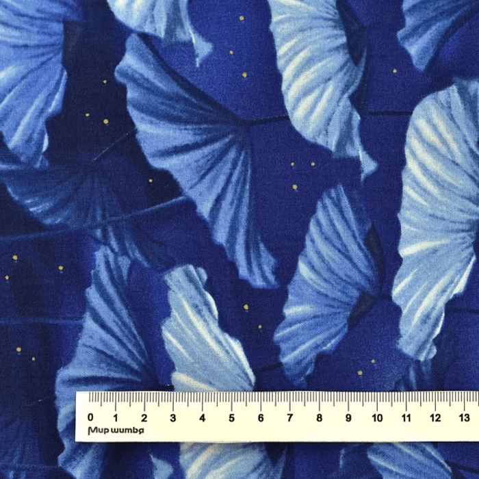 Ткань хлопок пэчворк синий, флора металлик, Benartex (арт. 9753M-50)