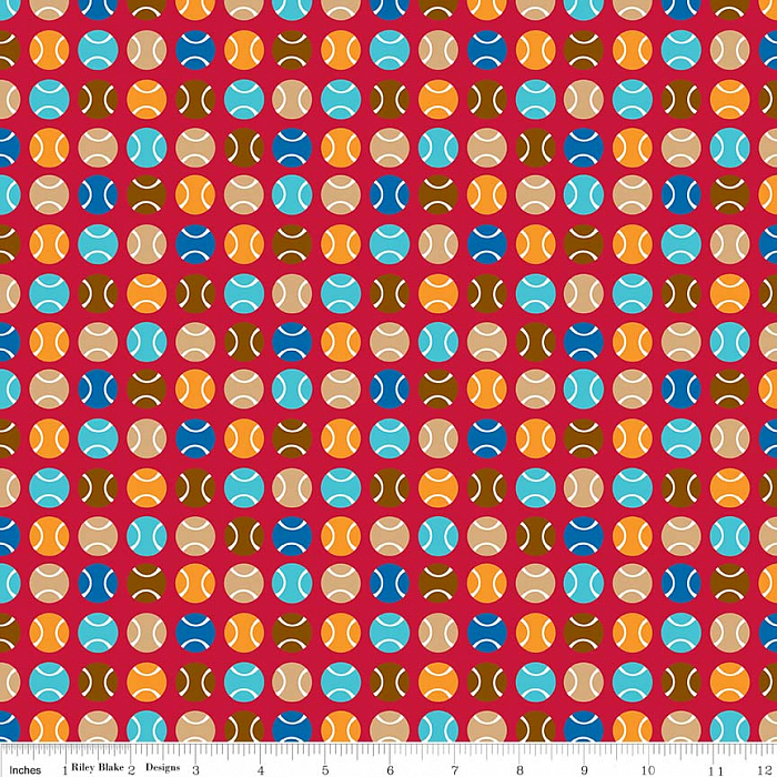 Ткань хлопок пэчворк красный, геометрия спорт, Riley Blake (арт. 244510)