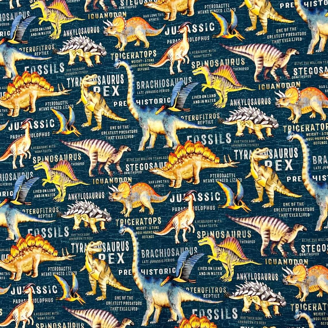 Ткань хлопок для пэчворка синий, детская тематика животные, Michael Miller (арт. 5416-11)