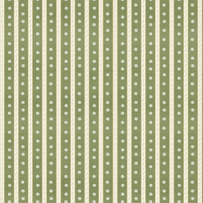 Ткань хлопок пэчворк зеленый, мелкий цветочек полоски бордюры, Benartex (арт. 253310)