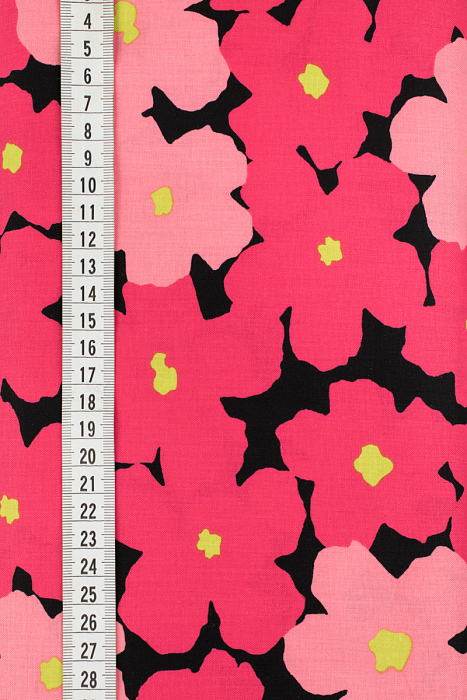 Ткань хлопок пэчворк красный розовый черный, цветы, ALFA (арт. 213670)