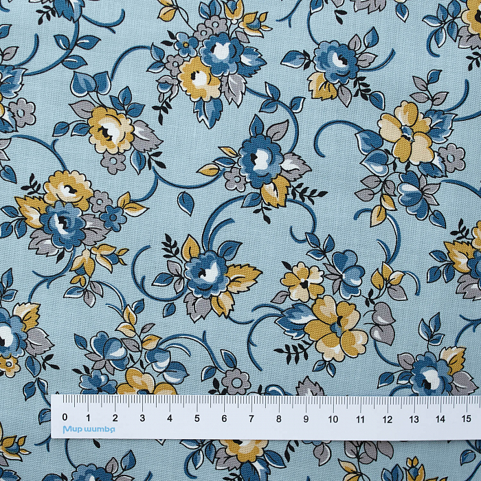 Ткань хлопок пэчворк синий, цветы флора, Riley Blake (арт. C10251-BLUE)