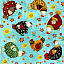 Ткань хлопок пэчворк разноцветные бирюзовый, птицы и бабочки ферма, Henry Glass (арт. 237032)