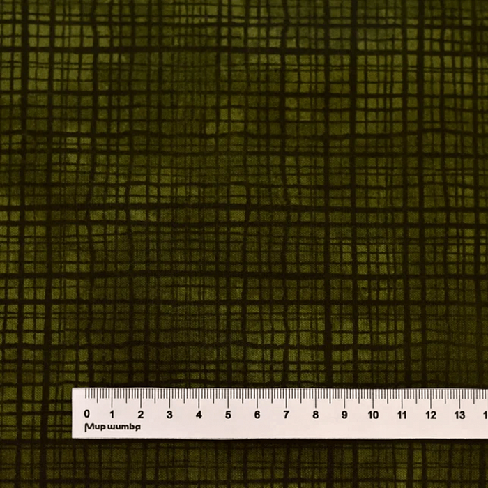 Ткань хлопок пэчворк зеленый, клетка, Maywood Studio (арт. MAS9730-G2)