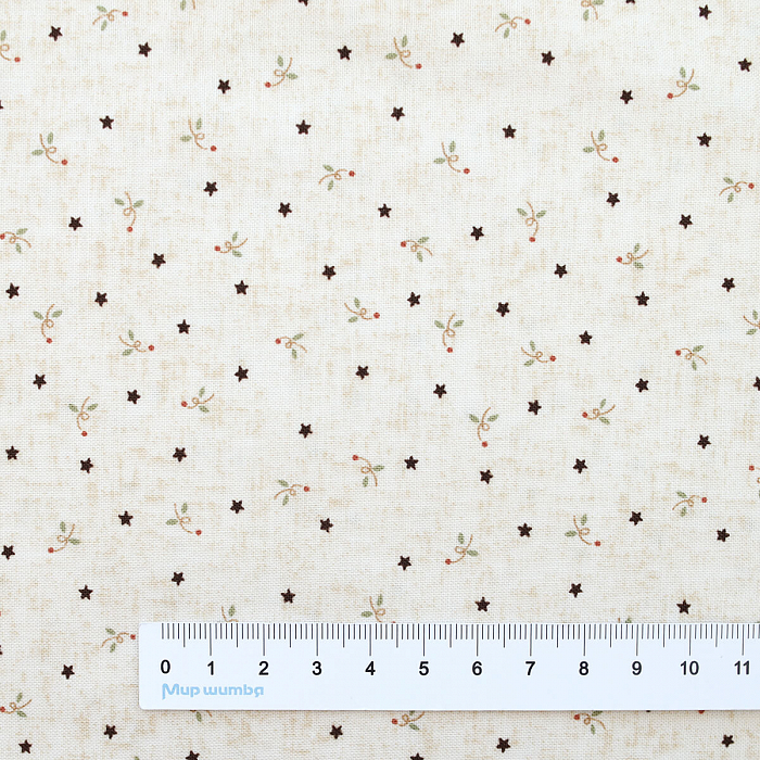 Ткань хлопок пэчворк бежевый, цветы звезды, Henry Glass (арт. 6286-44)