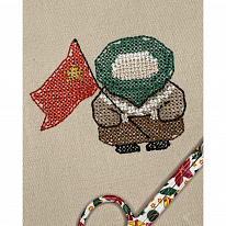 Дизайн для вышивки крестом «Бабушка с флагом»