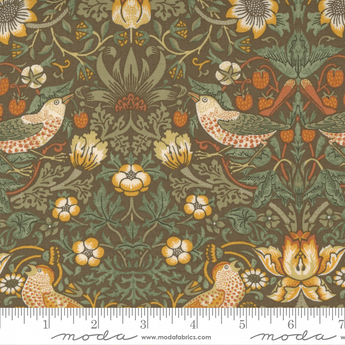 Ткань хлопок пэчворк разноцветные, птицы и бабочки природа, Moda (арт. 8367 17)
