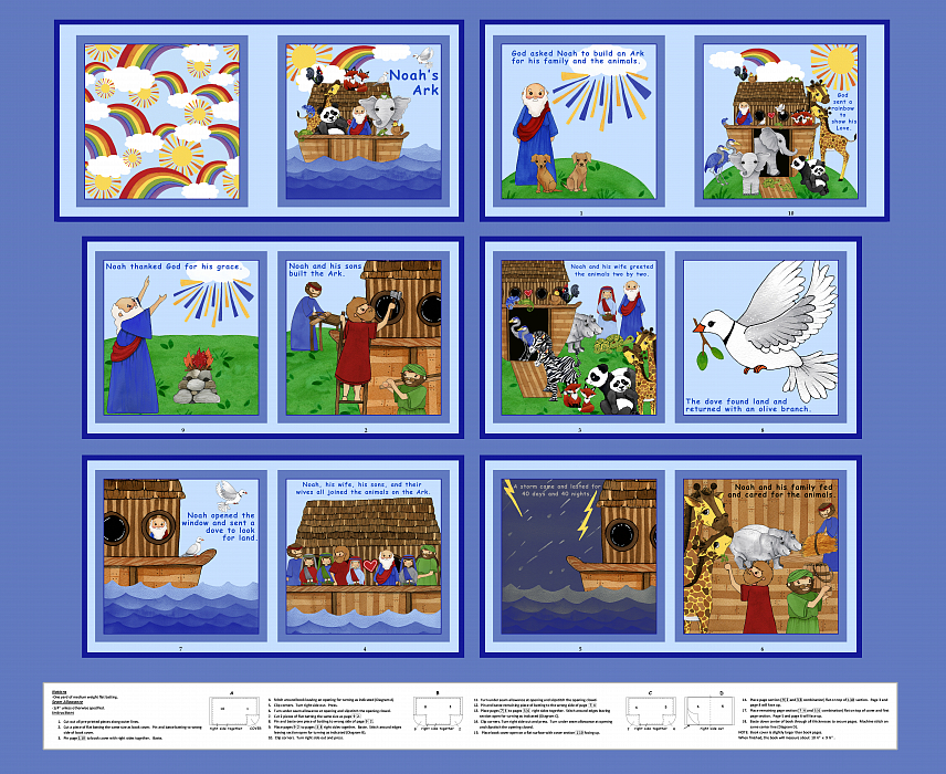 Ткань хлопок пэчворк голубой, детская тематика животные, Blank Quilting (арт. 8993P-70)