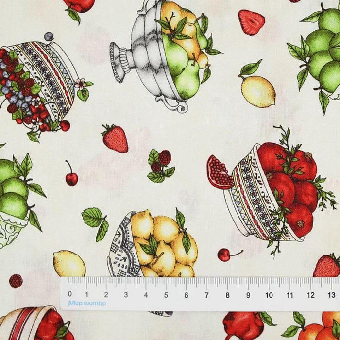 Ткань хлопок пэчворк разноцветные, ягоды и фрукты, Maywood Studio (арт. MAS10302-E)