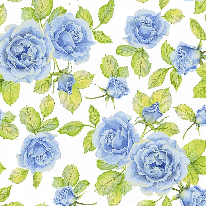 Ткань хлопок пэчворк голубой, цветы розы, Windham Fabrics (арт. 50577-2)