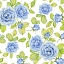 Ткань хлопок для пэчворка для одежды голубой, цветы розы, Windham Fabrics (арт. 50580-2)