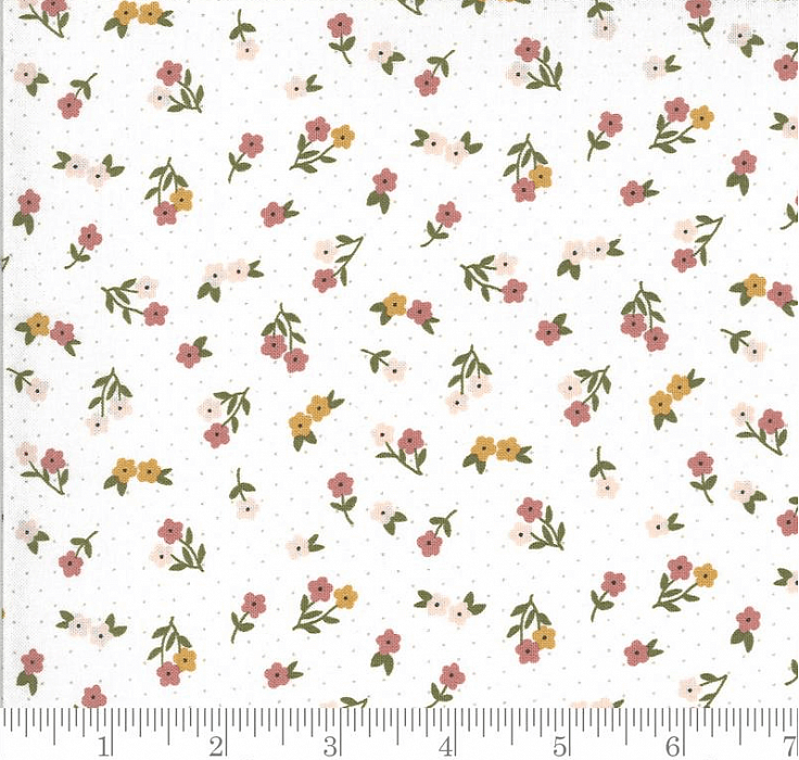 Ткань хлопок пэчворк белый, мелкий цветочек цветы, Moda (арт. 5123-11)