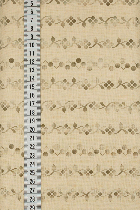 Ткань хлопок пэчворк коричневый, полоски цветы фактура ягоды и фрукты, ALFA (арт. 232112)