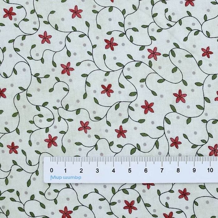 Ткань хлопок пэчворк белый, цветы, Henry Glass (арт. 2907-44)
