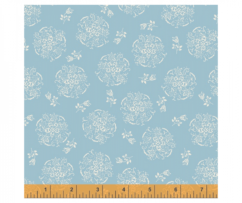 Ткань хлопок пэчворк голубой, цветы, Windham Fabrics (арт. 52570-5)