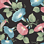 Ткань хлопок пэчворк розовый черный голубой, цветы, Benartex (арт. 120566)