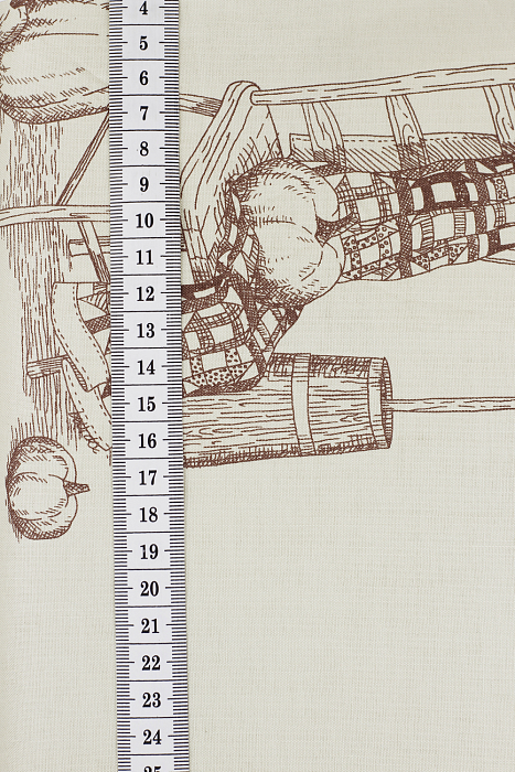 Ткань хлопок пэчворк бежевый коричневый, ферма необычные, ALFA (арт. 229385)