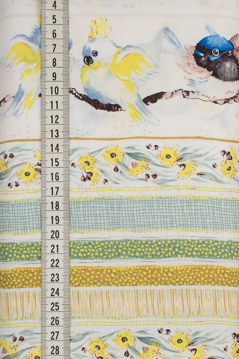 Ткань хлопок пэчворк разноцветные, птицы и бабочки цветы бордюры, ALFA (арт. 229495)