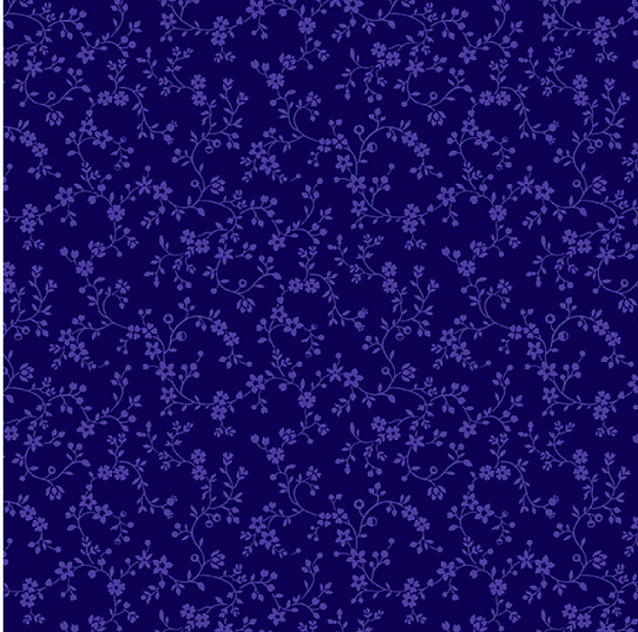 Ткань хлопок пэчворк синий, цветы, Benartex (арт. 9809-55)