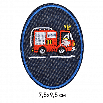 Термозаплатка джинсовая «Пожарная машина» синий