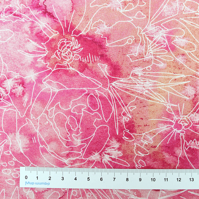 Ткань хлопок пэчворк розовый, цветы фактура, Moda (арт. 8447 13D)