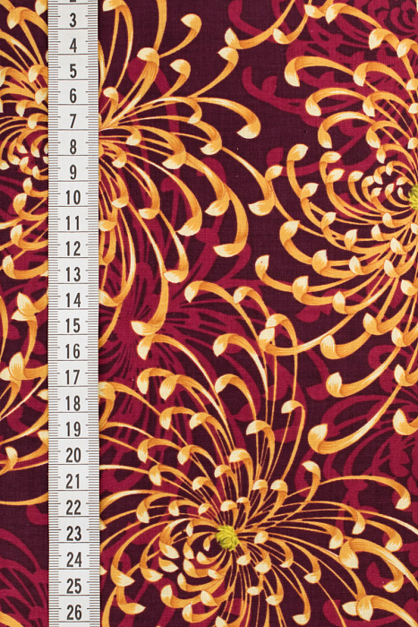 Ткань хлопок пэчворк желтый разноцветные бордовый, цветы, ALFA (арт. 213543)
