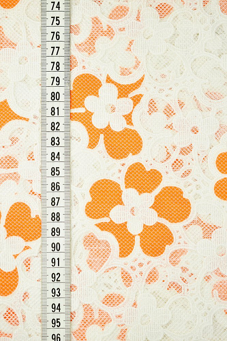 Ткань кружевное полотно плательные ткани оранжевый, цветы, ALFA C (арт. 261560-4)