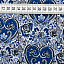 Ткань хлопок плательные ткани синий белый голубой, цветы завитки день святого валентина, ALFA C (арт. 128580)