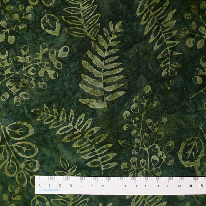 Ткань хлопок пэчворк зеленый травяной, природа батик флора, Moda (арт. 4357 39)