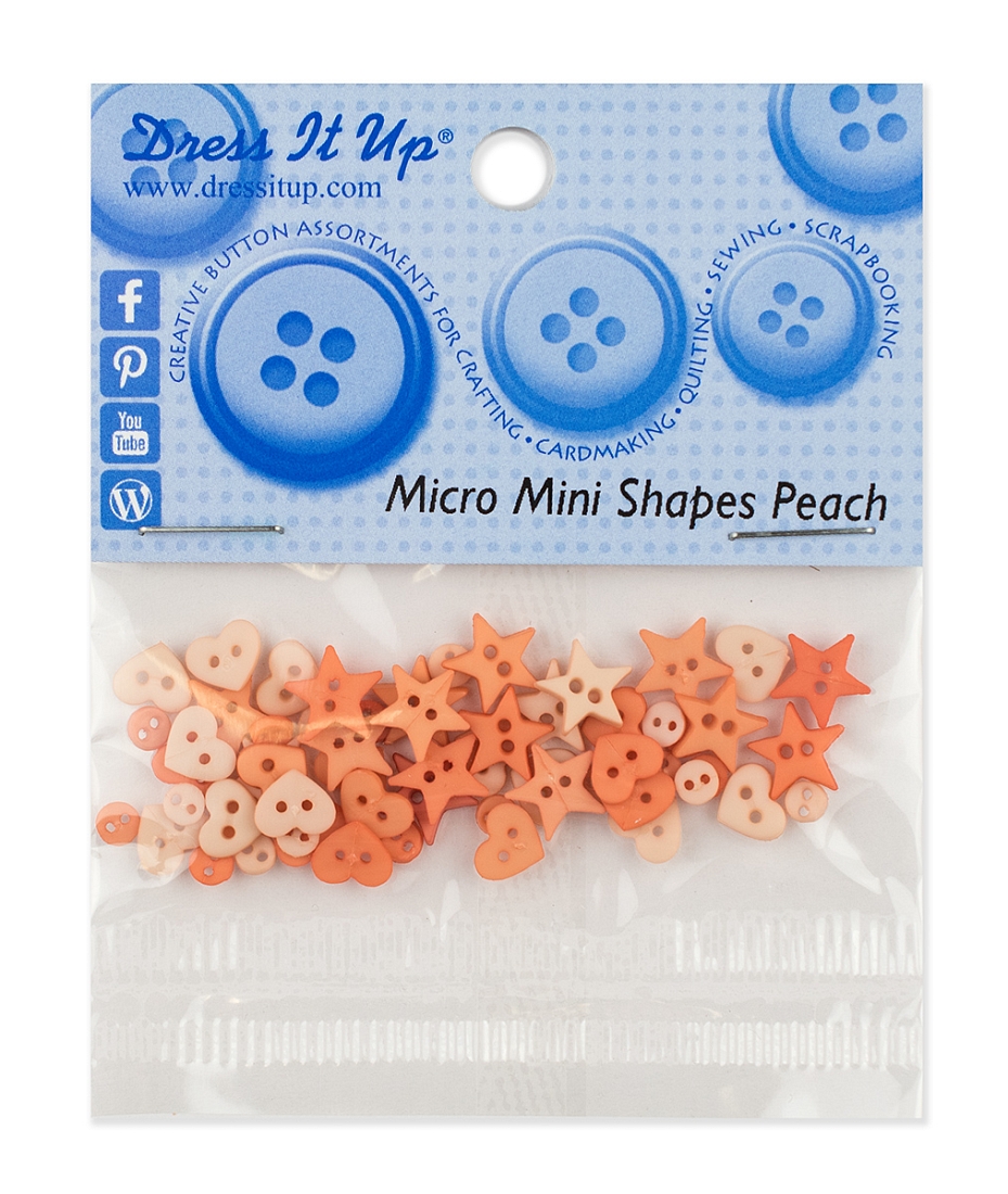 Пуговицы декоративные Dress it up 3251 Сердца, звезды Персик