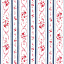 Ткань хлопок пэчворк красный белый голубой, полоски цветы бордюры розы, Lecien (арт. 231736)