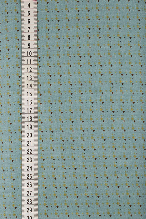 Ткань хлопок пэчворк бирюзовый, горох и точки, ALFA (арт. 229606)