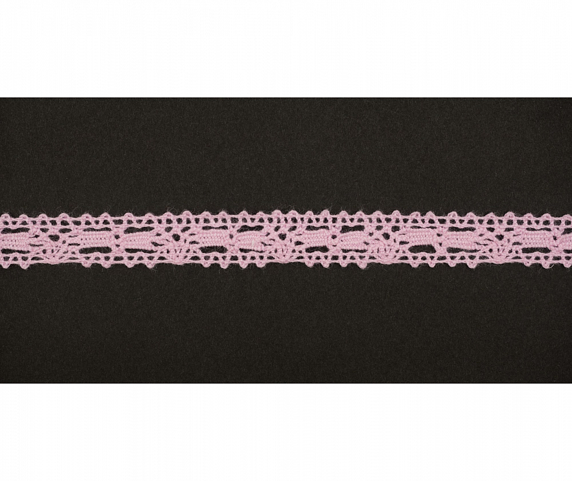 Кружево вязаное хлопковое Alfa AF-061-020 13 мм розовый