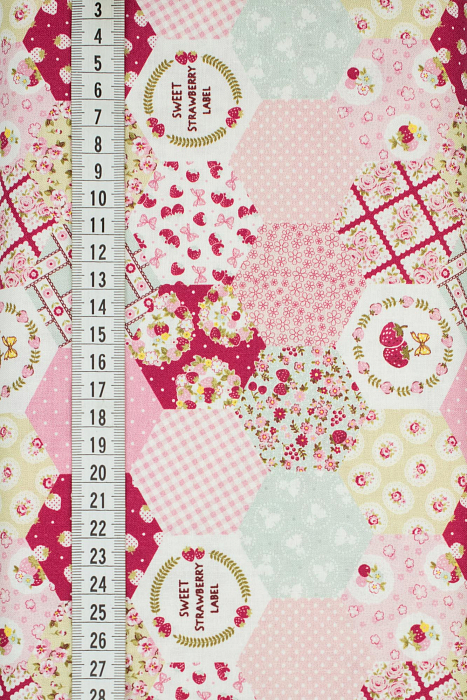 Ткань хлопок пэчворк розовый разноцветные бордовый, ложный пэчворк, ALFA Z DIGITAL (арт. 224169)