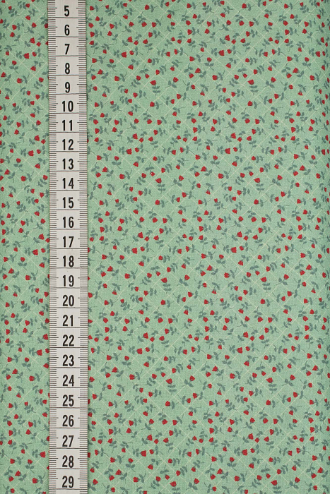Ткань хлопок пэчворк красный бирюзовый, мелкий цветочек, ALFA Z DIGITAL (арт. 224246)