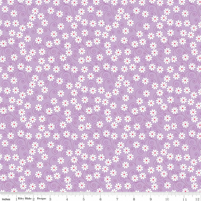 Ткань хлопок пэчворк сиреневый, мелкий цветочек цветы, Riley Blake (арт. 254802)