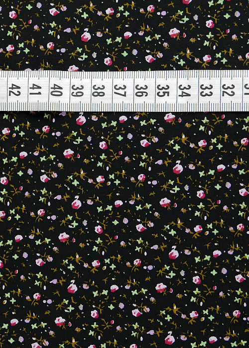 Ткань хлопок плательные ткани черный, мелкий цветочек, ALFA C (арт. 128493)